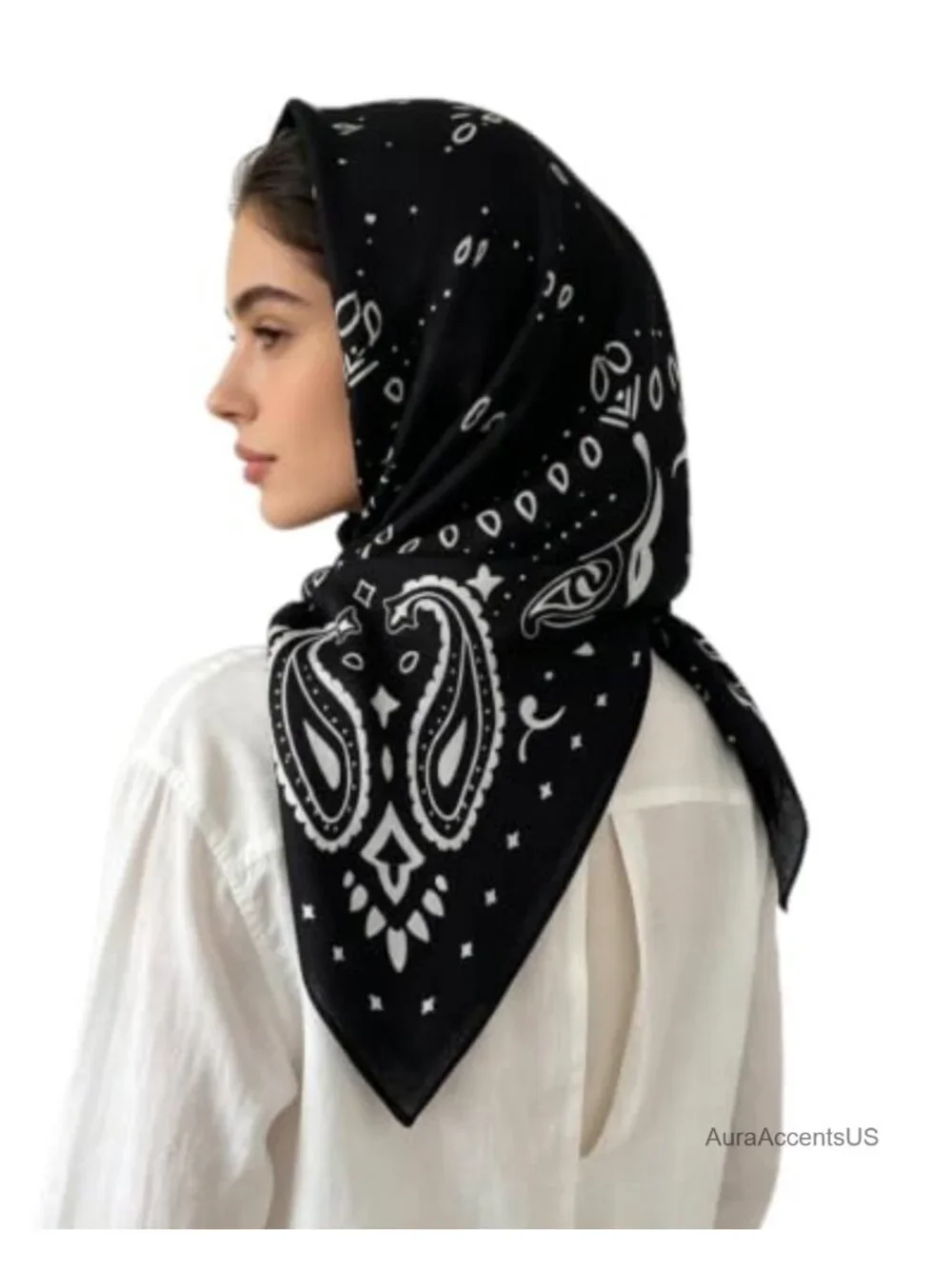 Large Square Paisley Hair Bandana - 35